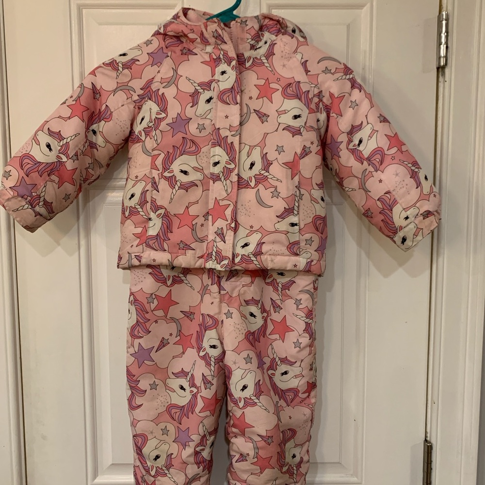 Unicorn Print Pink Jacket and Pants Set